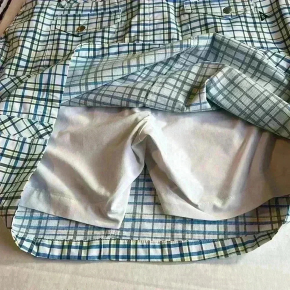 Nivo by Lanctot Golf Skirt with under shorts yellow and blue plaid size 10 skort - Picture 8 of 13